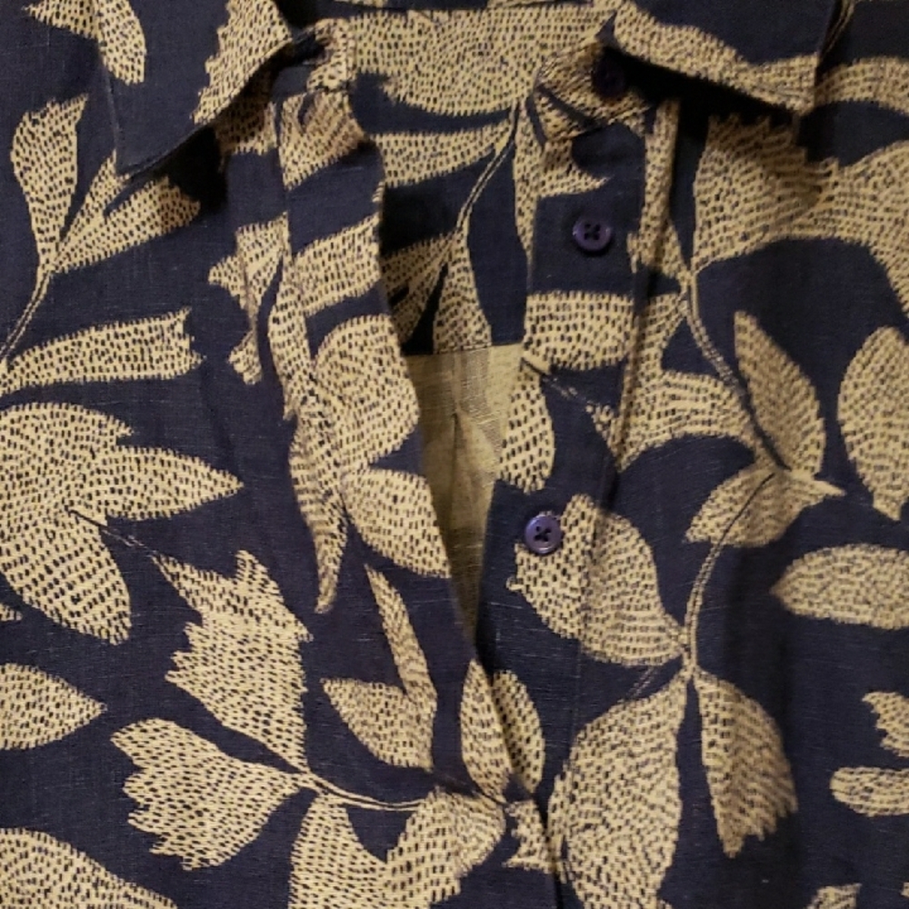 Chico's Navy and White Leaf Print Mini Dress - Picture 4 of 5